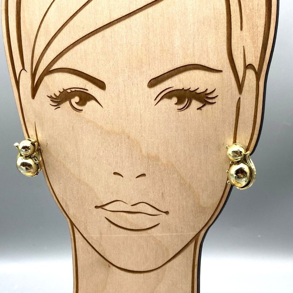 Vintage Coro Double Ball Earrings, Gold Tone Clip On